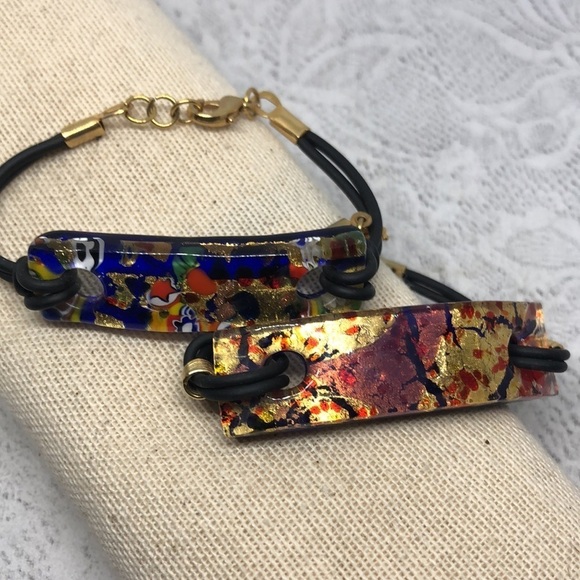 Artisan murano style art glass boho festival bracelets small wrists. - Picture 3 of 4